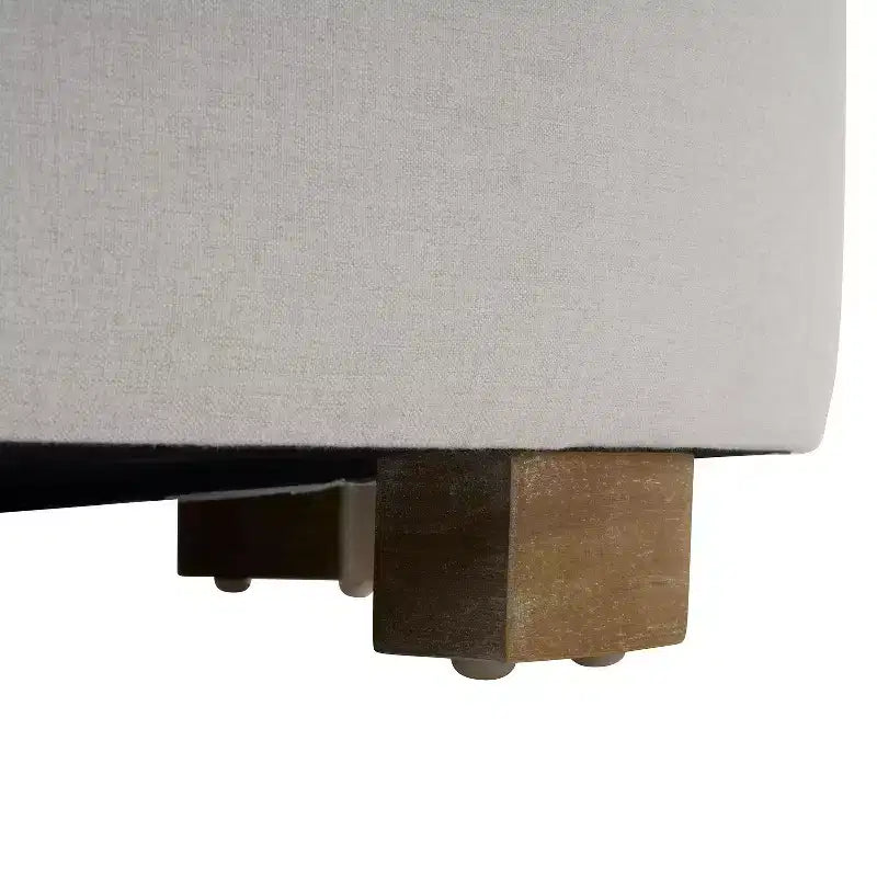 Poggiapiedi Pouf Rotondo da 30,5" con Gambe in Legno di Gomma, Cuscinetti Antiscivolo, Moderno Minimalista