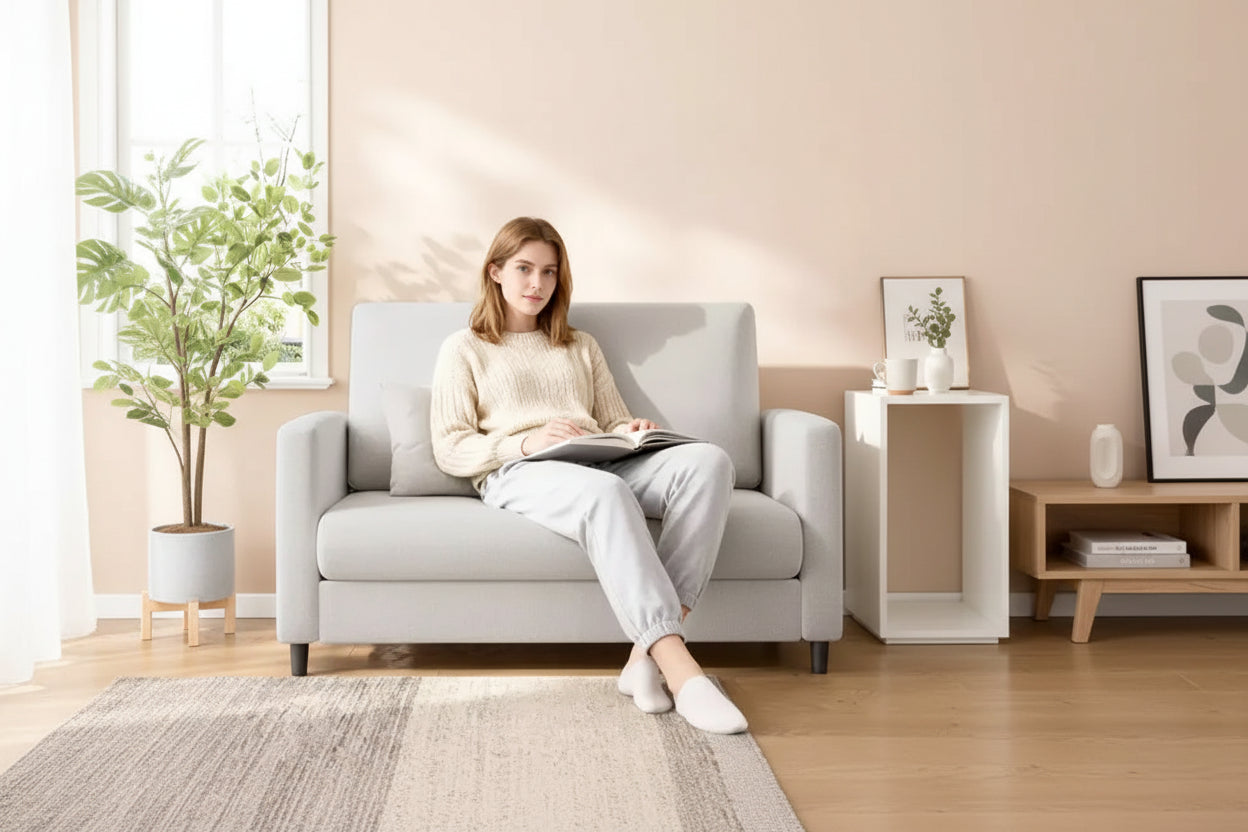 51.9 Sofa Accent Chair, Chenille Loveseat Reading Couch for Bedroom, Tool-Free Setup Living Room Accent Couch, Comfy Arm Chair for Living Room