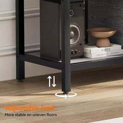 Mobile TV per TV fino a 65 pollici, Tavolino Porta TV Grande con 2 Vani Chiusi e Scomparti Aperti, Mobile Soggiorno in Legno con Piedini