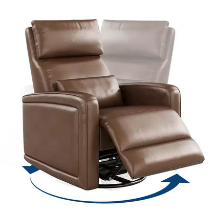CuisinSmart Recliner Chair, Swivel Armchair with Adjustable Backrest & Footrest, Faux Leather Wingback Sofa, Hidden Pull Tab Reclining Mechanism