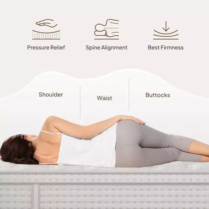 Materasso da 12/14" con Memory Foam e Molle Insacchettate, Sollievo dalla Pressione, Senza Fibra di Vetro