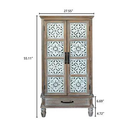 Credenza rustica in legno di abete con 2 ante e 1 cassetto, 70 cm