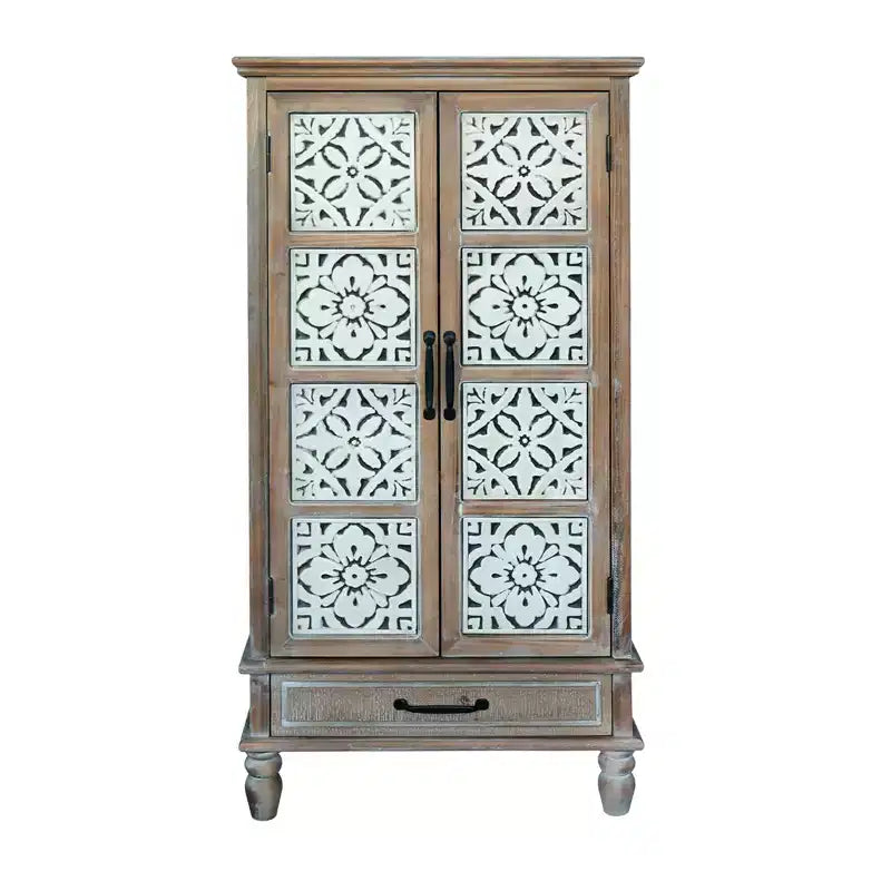 Credenza rustica in legno di abete con 2 ante e 1 cassetto, 70 cm