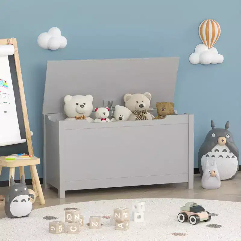 Contenitore per giochi per bambini con coperchio a cerniera di sicurezza, dai 2 anni in su, montaggio rapido