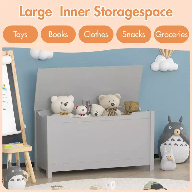 Contenitore per giochi per bambini con coperchio a cerniera di sicurezza, dai 2 anni in su, montaggio rapido