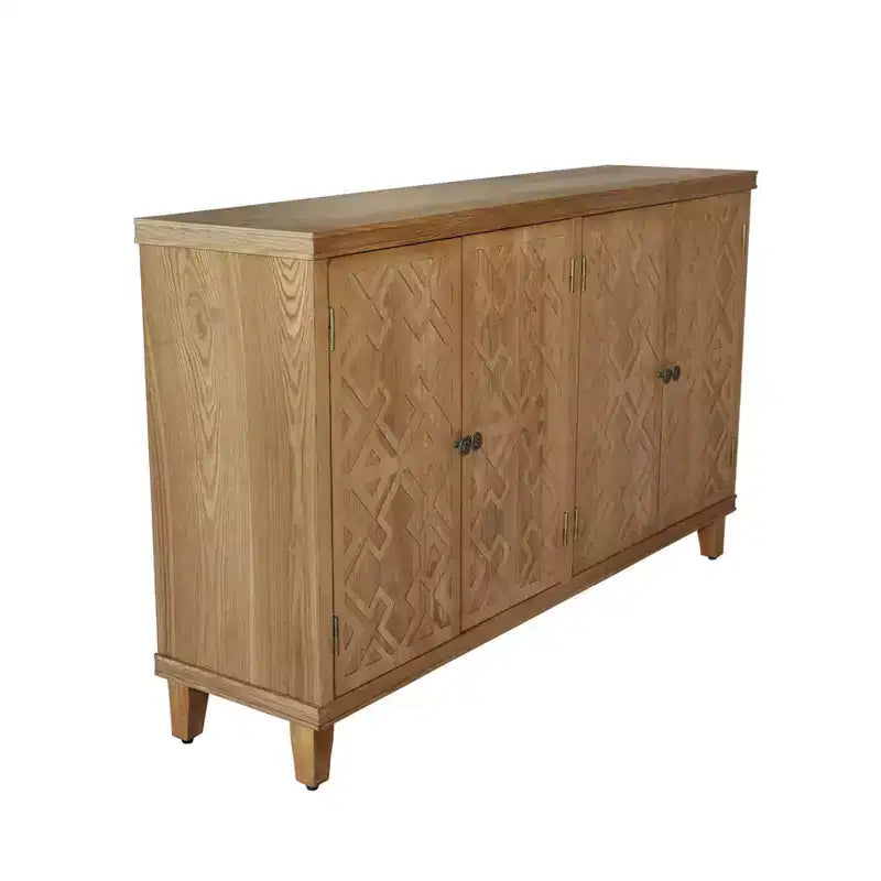 Credenza Rustica in Legno di Abete da 150 cm con 4 Ante, per Soggiorno e Ingresso