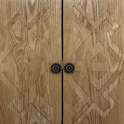 Credenza Rustica in Legno di Abete da 150 cm con 4 Ante, per Soggiorno e Ingresso