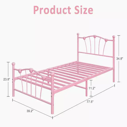 Struttura Letto a Piattaforma in Metallo Misura Singola con Testiera e Pediera, Robusto Supporto a Doghe, 28,5 cm di Spazio Contenitore Sotto il Letto, Nessuna Rete a Molle Richiesta