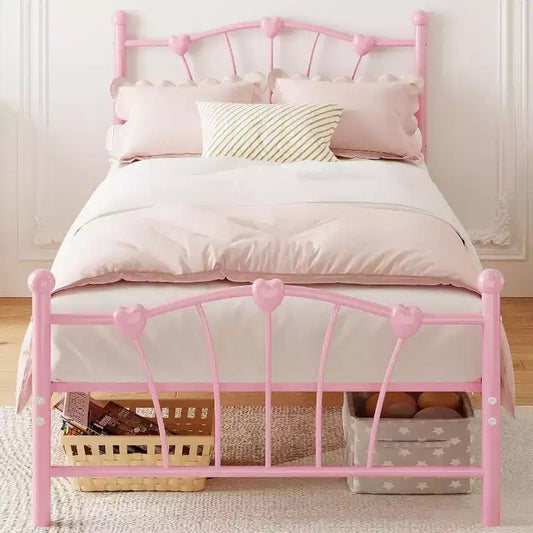 Twin Size Metal Platform Bed Frame with Headboard and Footboard, Sturdy Slatted Support, 11.2 Underbed Storage, No Box Spring Required