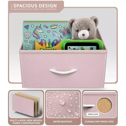 Comodino a 1 cassetto con ripiano, struttura in acciaio, piano in legno e cassetto in tessuto facile da estrarre