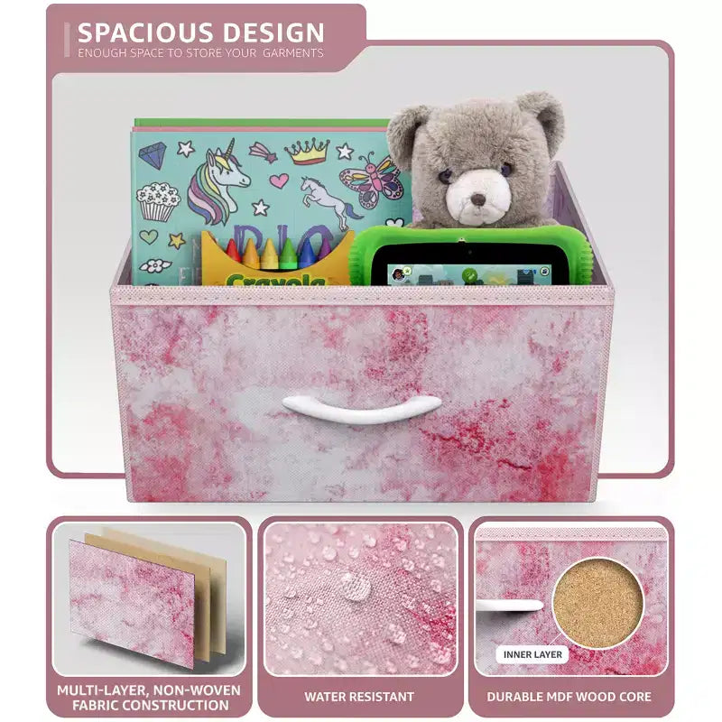 Comodino a 1 cassetto con ripiano, struttura in acciaio, piano in legno e cassetto in tessuto facile da estrarre