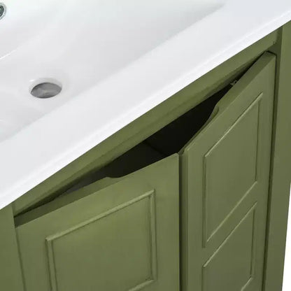 Mobile bagno piccolo 60 cm con ante a chiusura ammortizzata, Mobiletti bagno autoportanti con ripiano regolabile, Verde Oliva