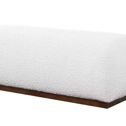 Panca ottomana Bouclé morbida da 120 cm, complemento d'arredo moderno di metà secolo per soggiorno, fondo letto, avorio