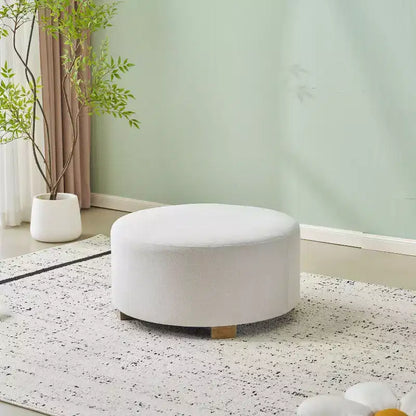 TUYOHW 30.5Dia Round Footstool Ottoman with Rubberwood Legs,Modern Minimalist Footrest Ottoman with Anti-Slip Pads,Home Decor