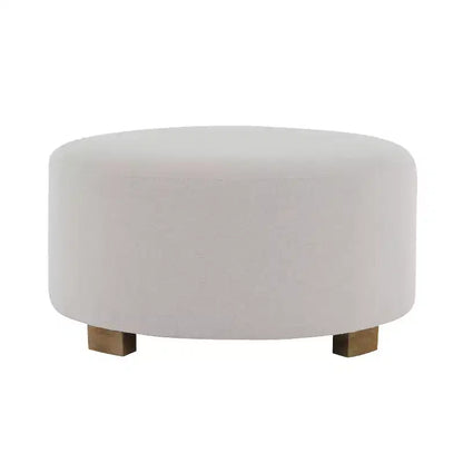 Poggiapiedi Pouf Rotondo da 30,5" con Gambe in Legno di Gomma, Cuscinetti Antiscivolo, Moderno Minimalista