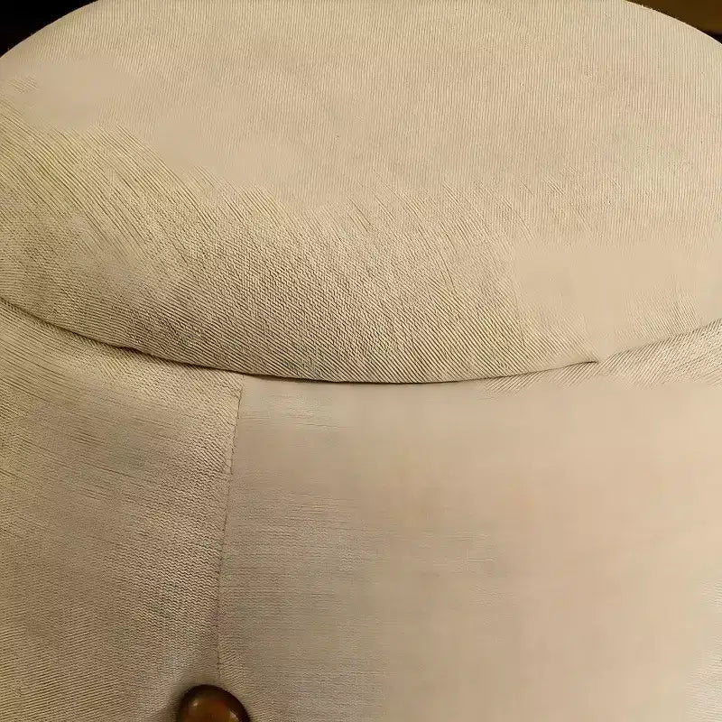 Poggiapiedi Pouf Rotondo Artigianale con Base in Legno di Mango, Accento per Camera da Letto e Soggiorno