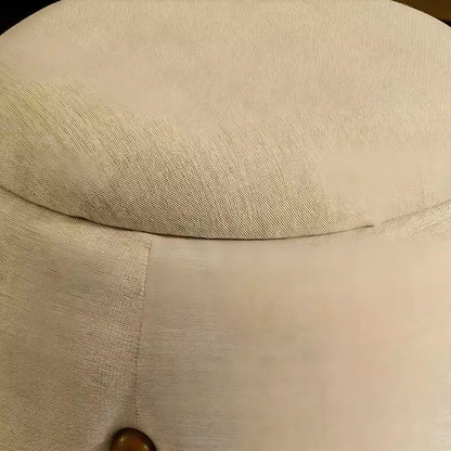 Poggiapiedi Pouf Rotondo Artigianale con Base in Legno di Mango, Accento per Camera da Letto e Soggiorno