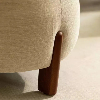 Poggiapiedi Pouf Rotondo Artigianale con Base in Legno di Mango, Accento per Camera da Letto e Soggiorno