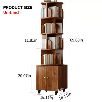 Libreria Girevole, Espositore a 360 Gradi, Scaffale ad Angolo a 5 Ripiani con Cassetto per Piccoli Spazi, Scaffale da Terra per Libri, Organizzatore Stretto in Legno