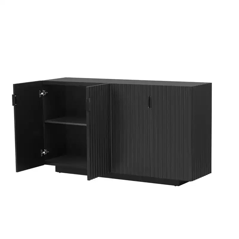 Mobile Credenza da 152 cm con 4 Ante Ondulate e Ripiani Regolabili. Tavolo Consolle per Ingresso. Soggiorno. Sala da Pranzo. Cucina