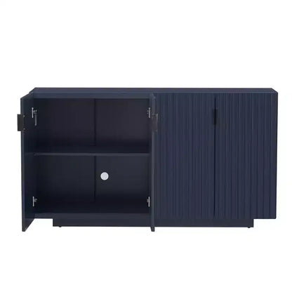 Mobile Credenza da 152 cm con 4 Ante Ondulate e Ripiani Regolabili. Tavolo Consolle per Ingresso. Soggiorno. Sala da Pranzo. Cucina