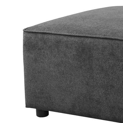 Poggiapiedi imbottito da 84 cm in tessuto grigio con gambe in legno, accento moderno per soggiorno