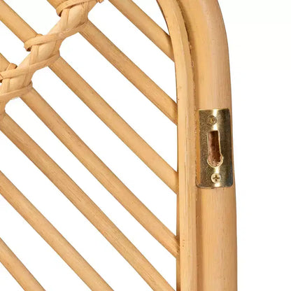 Testiera da parete Queen in rattan, marrone naturale lavorata a mano, nessun assemblaggio richiesto