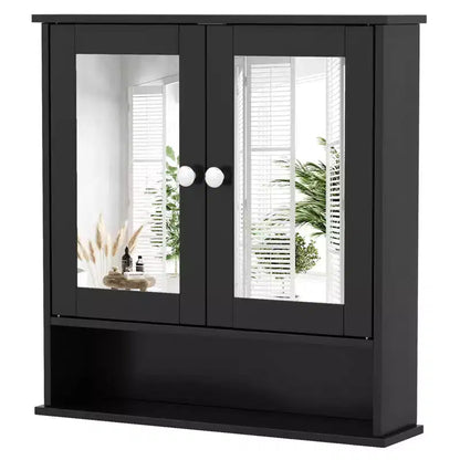 Mobiletto pensile da bagno con specchio, contenitore, bianco/grigio/marrone/nero