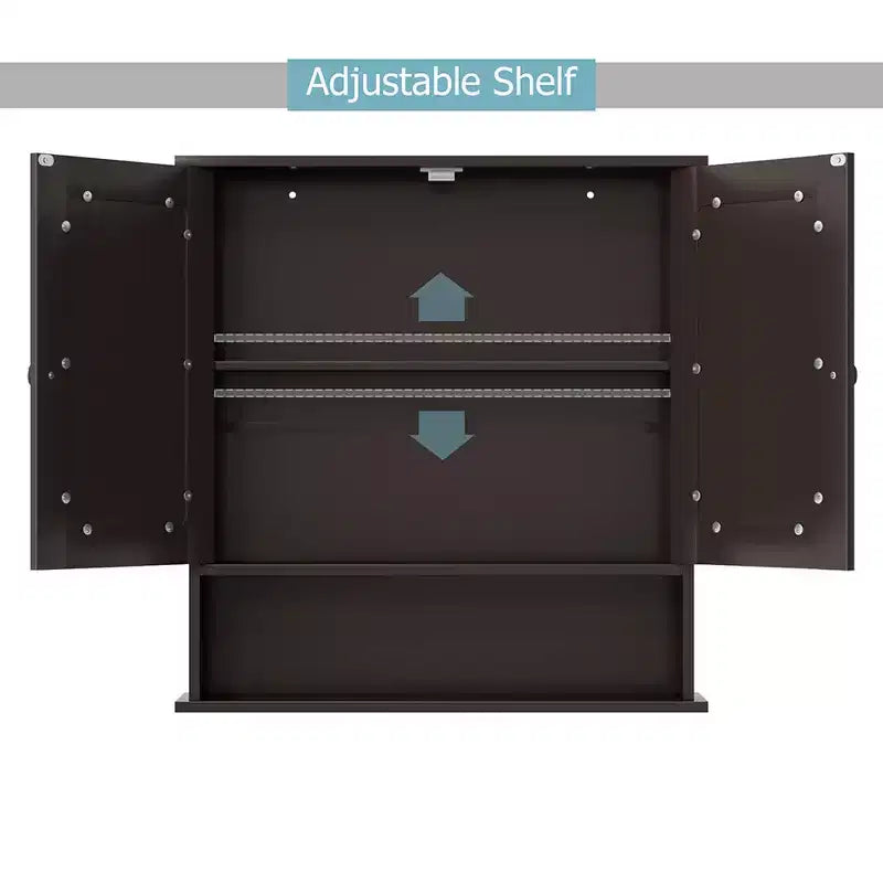 Mobiletto pensile da bagno con specchio, contenitore, bianco/grigio/marrone/nero