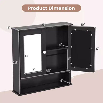 Mobiletto pensile da bagno con specchio, contenitore, bianco/grigio/marrone/nero